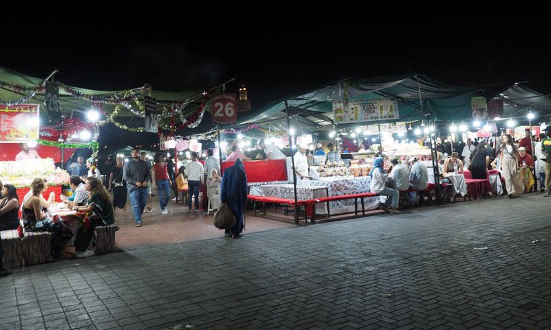 Food stalls opened up in Jemma el Fna Square in the night