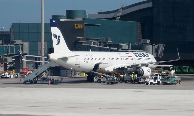 Iran Air A321-211 aircraft at Doha airport