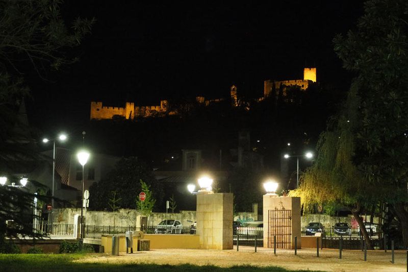 Convento de Cristo from the park in Tomar at night