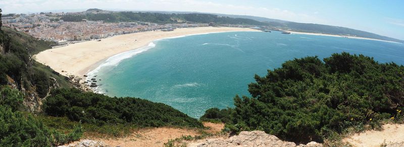 A panoramic view of Nazare from the cliffs