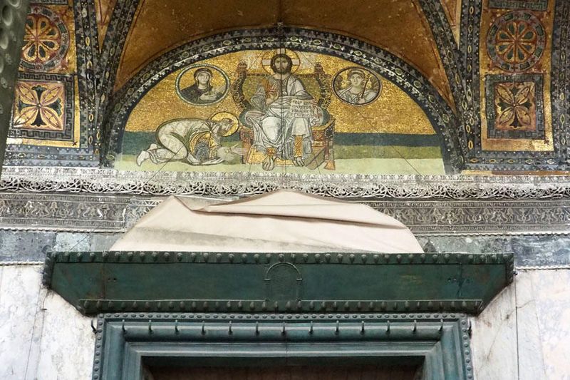 Christian fresco at the entrance to the Hagia Sophia mosque