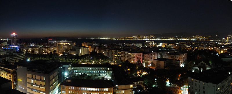 Panorama of Izmir at night from the rooftop