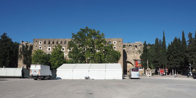 The parking lot for Aspendos theater