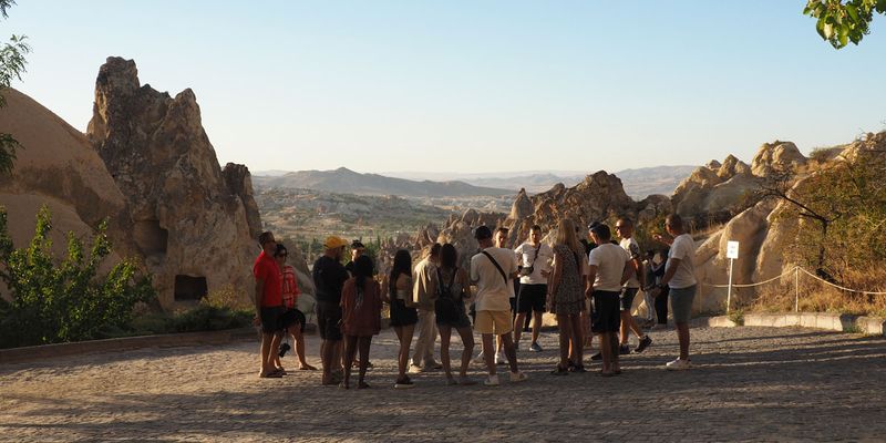 A tour group in Cappadocia