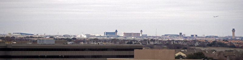 DFW in the distance from a hotel room