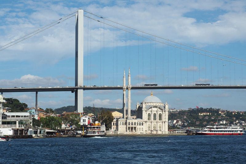 Ortakoy Cami in front of bridge across the Bosporus