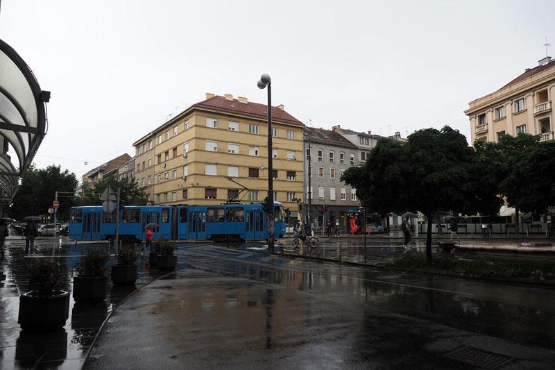 Wet morning in Zagreb as we leave the city