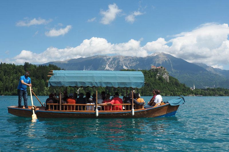 On Lake Bled with Bled Castle in the background