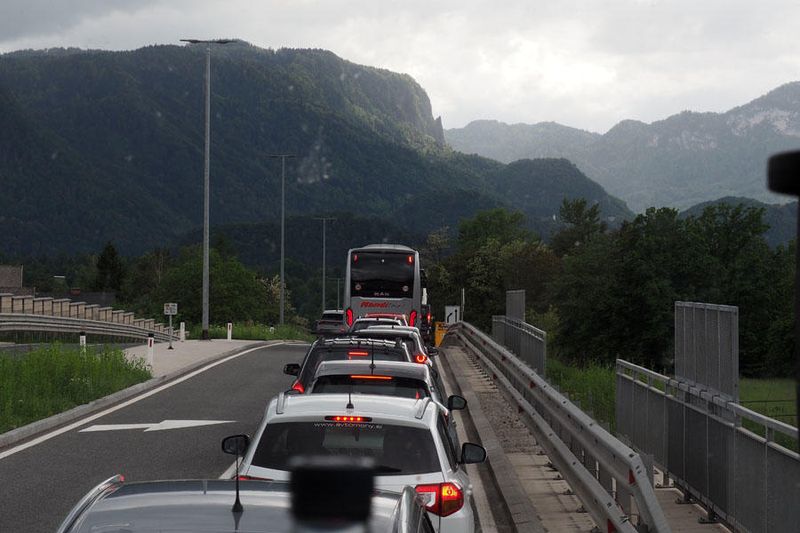 At the exit from the highway for Bled