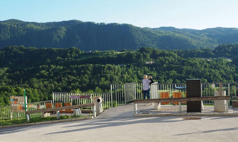 Viewpoint over valley and Sava river on the edge of the village
