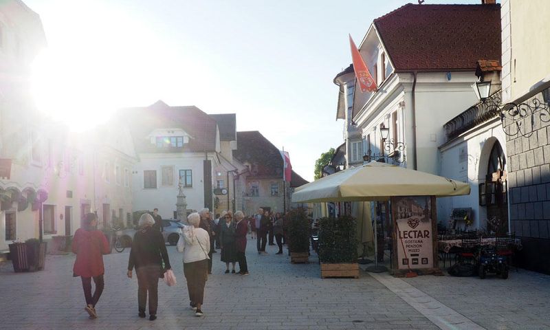 Walking through the village of Radovljica