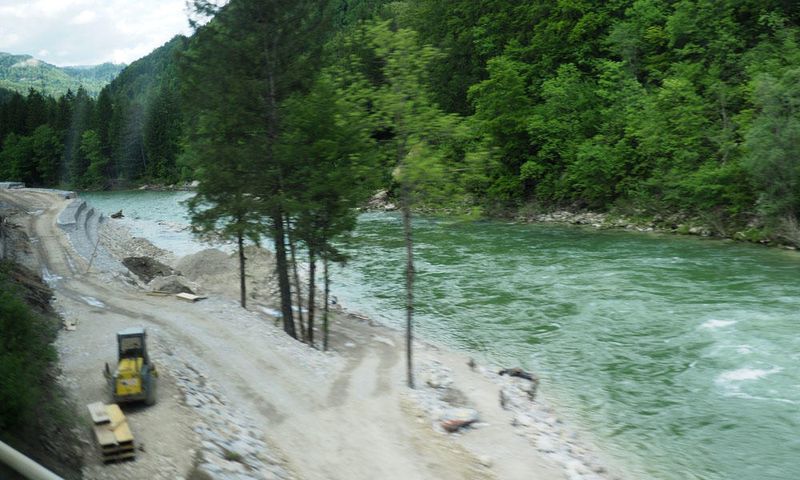 Construction of protective embankment for the Sava River