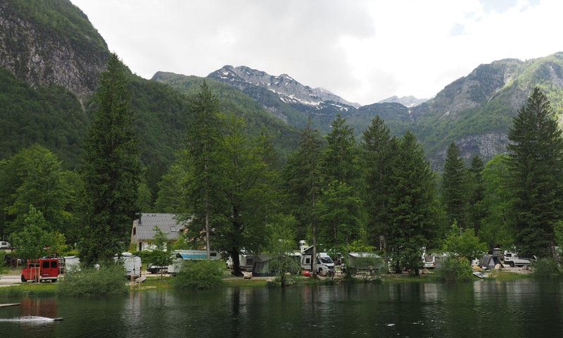 Campsite along the shoreline of Lake Bojina