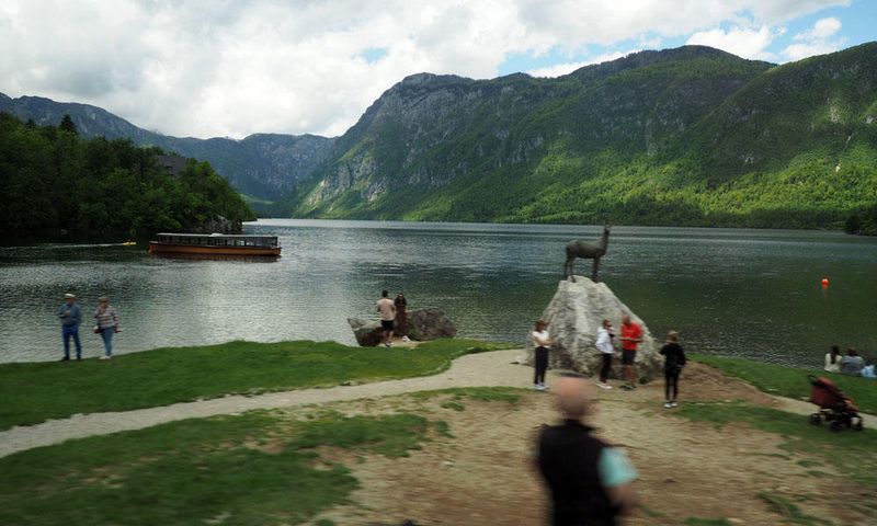 Passing through Ribčev Laz at the beginning of Bohinj lake