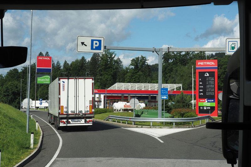 Pulling into a rest stop
