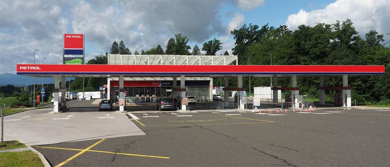 Petrol pumps at the rest stop