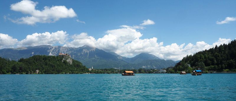 On Lake Bled with Bled Castle in the background