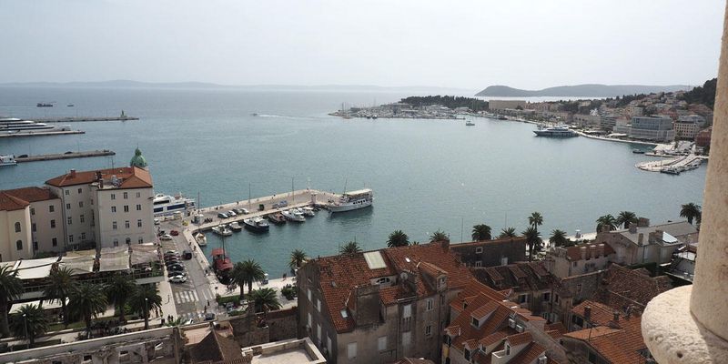 The bay on which Split is located, seen from the bell tower