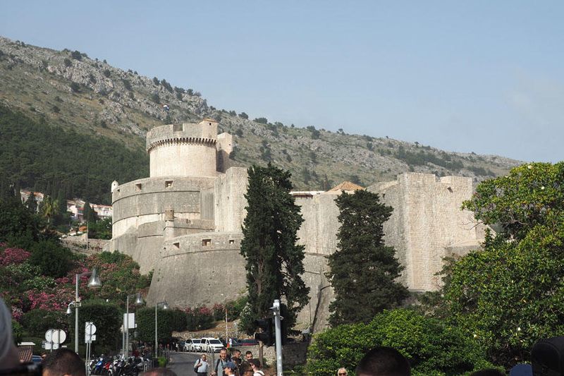 The wall of Old Town Dubrovnik with Minceta tower