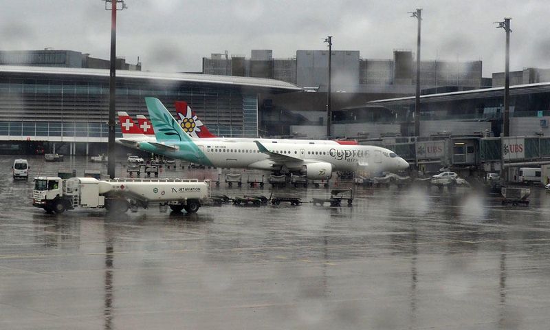 Raining in Zurich Airport