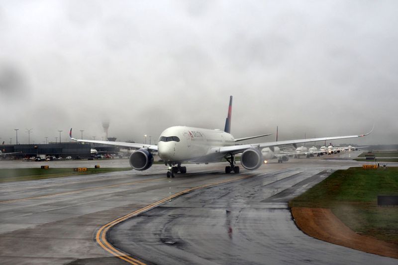 A A350 aircraft on the taxiway