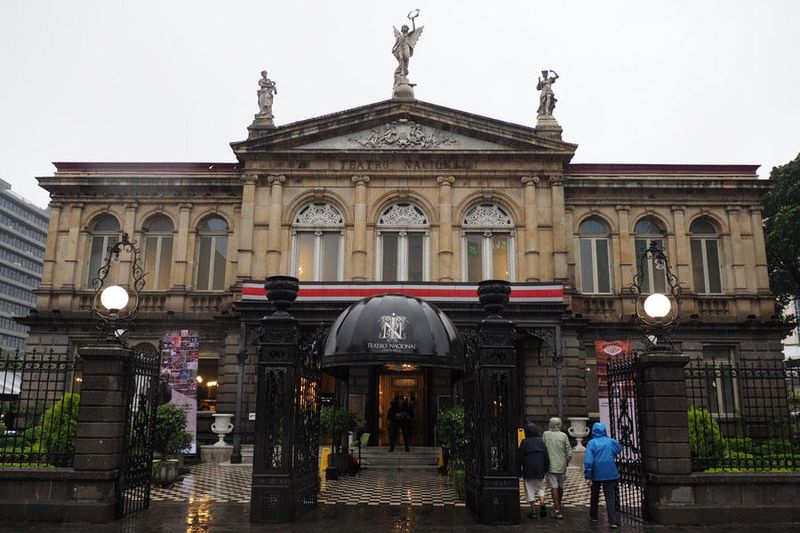 The National Theater on a rainy evening