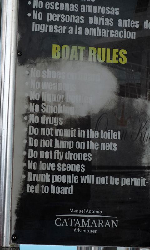Instructions on our party boat!