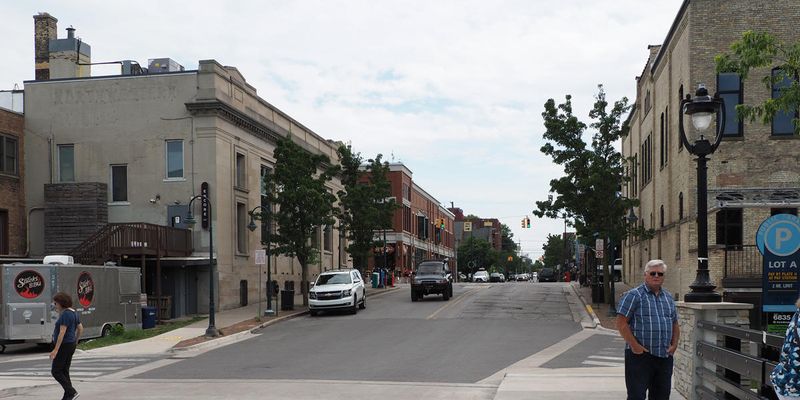 Walking to the downtown area of Traverse City, MI