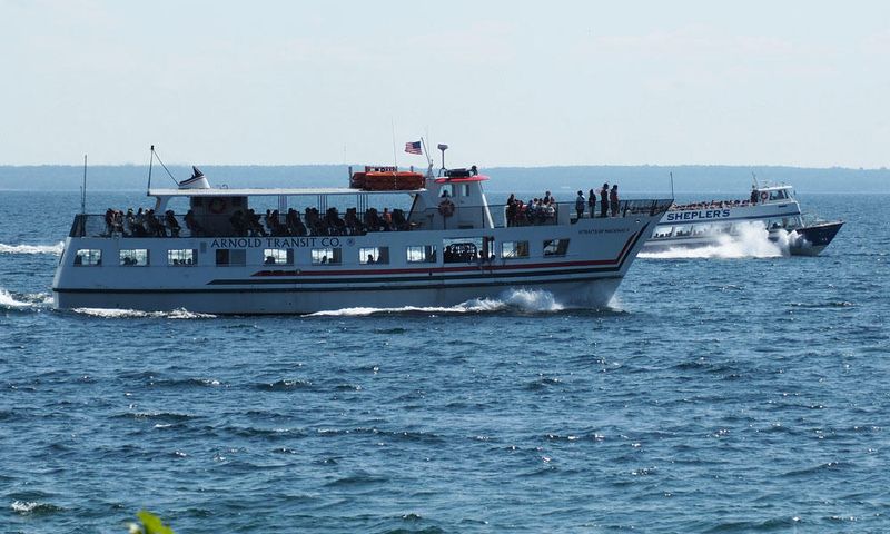A ferry boat overtaking another one