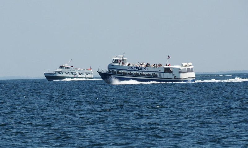 Ferry boats running between the mainland and the island