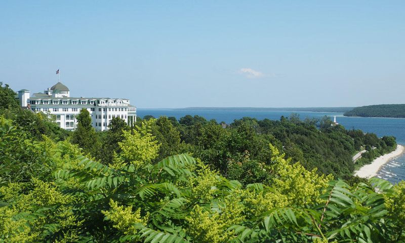 View of the iconic Grand Hotel from the bluffs