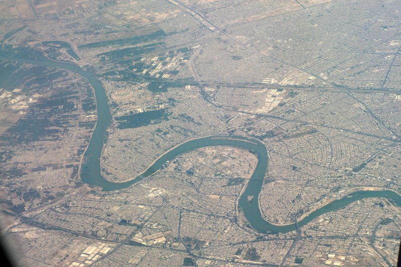 The Tigris river when flying over Baghdad on our way home