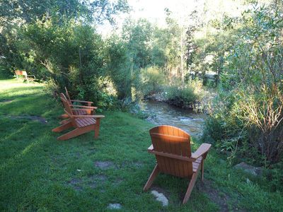 Place to relax beside Fall River on the lodge property