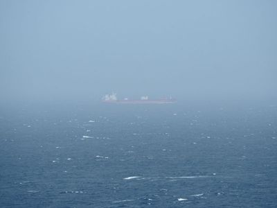 A ship sailing into the Strait of Gibralter