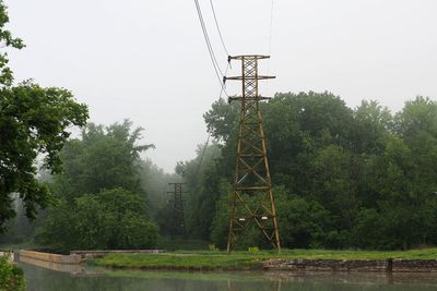 Power lines disappear into the mist at Williamsport