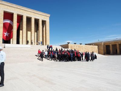 Headed up the steps to the Mausoleum of Attaturk