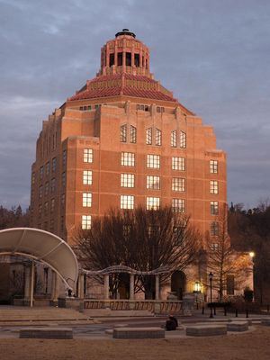 Asheville City Hall at sunset