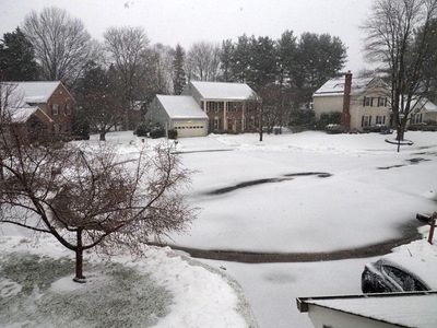 Snow falling in our neighborhood