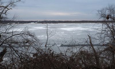 The river covered by ice