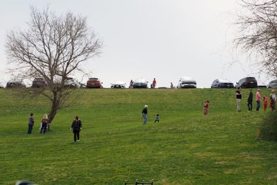 Climbing the hillside in the Vineyard's property