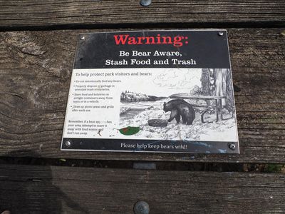 Sign on the park's table