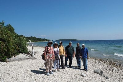 On a beach on Mackinac Island