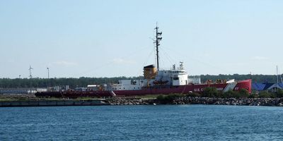 A coast guard ship at Mackinaw City on Lake Huron
