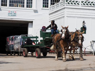 Moving luggage from the hotel to the town