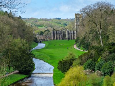 River Skell and Fountains Abbey from Studley Royal Park