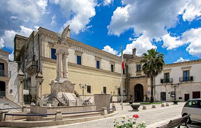 Montescaglioso, Piazza del Poppolo and the Benedictine Abbey.