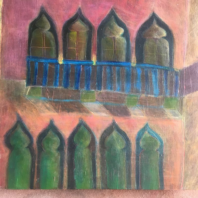 Finestra di Venezia/ Venetian Windows  12 x 12  acrylic on wood, 2016 (for the Bella Italia 2017 show)  $200.00