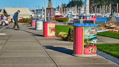 Salmon Trash Cans