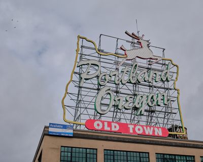 Portland White Stag Sign