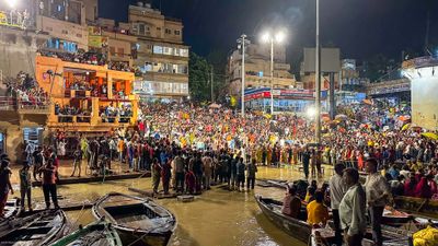 The Ganga Aarti spiritual worship on the banks of the Ganges